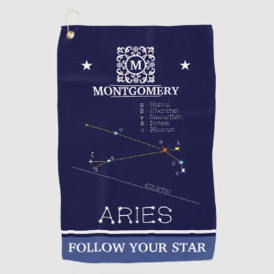 Serviette De Golf Aries de Zodiac Constellation