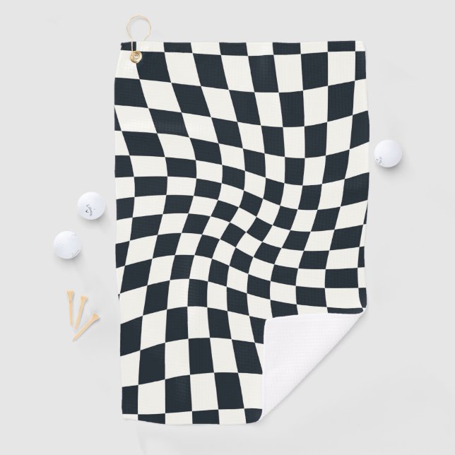 Serviette De Golf Armoire Rétro Noir et Blanc Pastel Warboard (En situation)