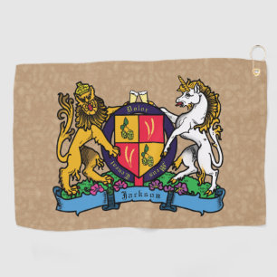 Serviette De Golf Armoiries du lion et de la licorne de bière rampan