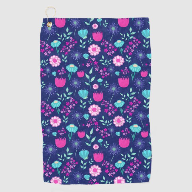 Serviette De Golf Arrière - plan à motif floral mignon (Devant)