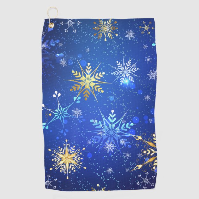 Serviette De Golf Arrière - plan Bleu XMAS avec des flocons de neige (Devant)