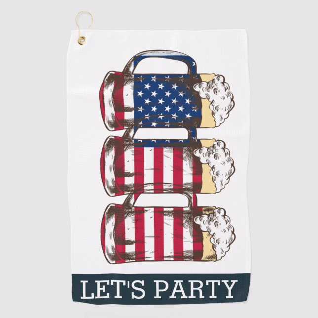 Serviette De Golf ARRIÈRE-PLAN DU PARTI AMERICAN Beer LETS (Devant)