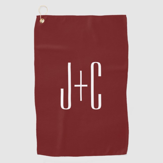 Serviette De Golf Arrière - plan rouge et texte blanc de Bourgogne m (Devant)