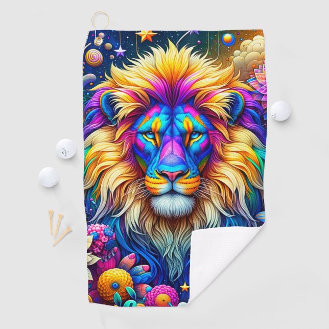 Serviette De Golf Art Lion (En situation)