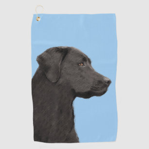 Serviette De Golf Art original de chien de peintre noir de Labrador