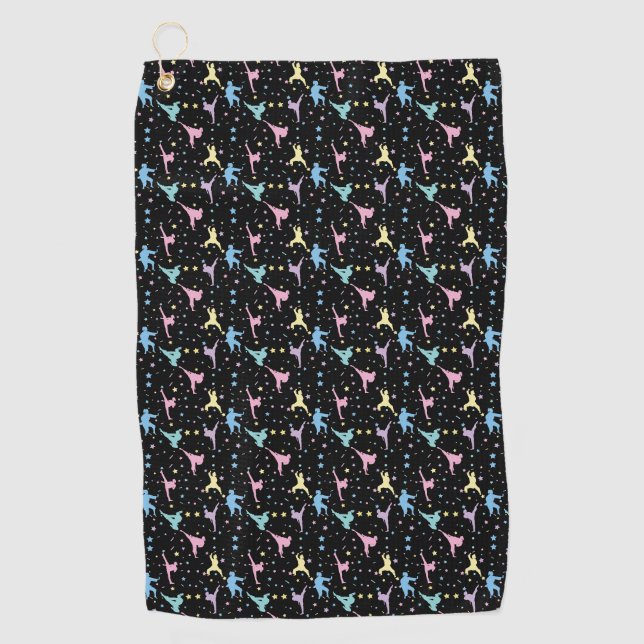 Serviette De Golf Arts martiaux Karate Étoiles Abstraites Étincelles (Devant)