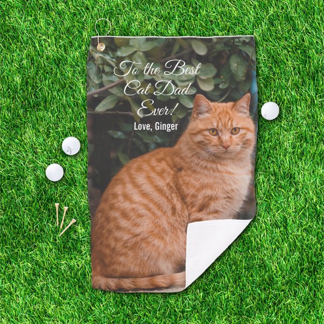 Serviette De Golf Au meilleur chat papa jamais photo personnalisée (Créateur téléchargé)