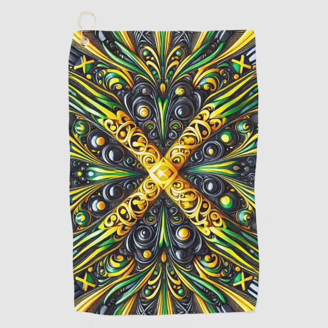 Serviette de golf aux couleurs jamaïcaines (Devant)