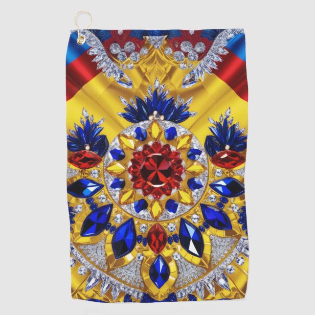 Serviette de golf aux couleurs roumaines (Devant)