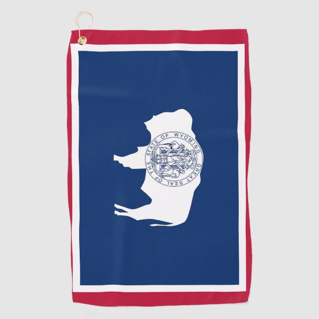 Serviette de golf avec drapeau de l'État du Wyomin (Devant)