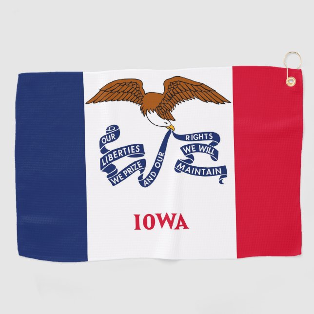 Serviette de golf avec drapeau de l'Iowa, États-Un (Horizontal)