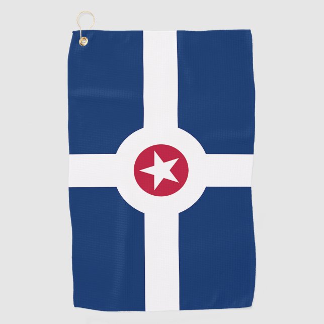Serviette de golf avec drapeau d'Indianapolis City (Devant)