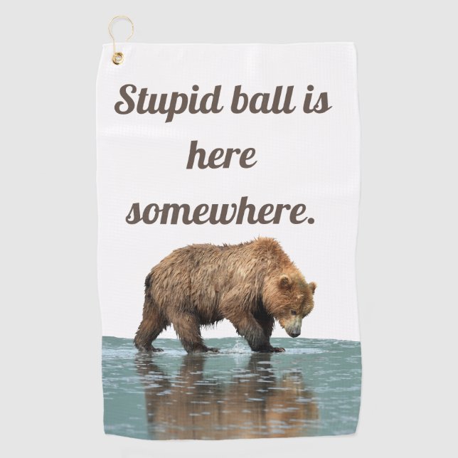 Serviette de golf avec ours grizzli (Devant)