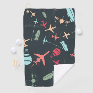 Serviette De Golf Avion noir et Motif de l'aviation