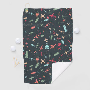 Serviette De Golf Avion noir et Motif de l'aviation
