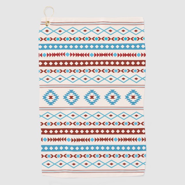Serviette De Golf Aztec Blues Crème Rouge Motifs Mixtes Motif (Devant)