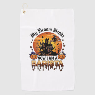 Serviette De Golf Balai Brisé Barista Halloween Sorcière Café Citrou