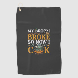Serviette De Golf Balai Casse Chaudron Halloween Crânes Chat Noir_1