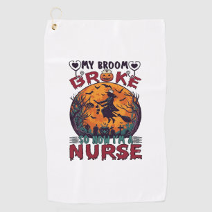 Serviette De Golf Balai Infirmière Cassée Halloween Sorcière Pleine