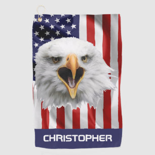 Serviette De Golf Bald Eagle, le drapeau américain patriotique