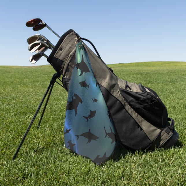 Serviette De Golf Baleines à mâchoires de requin modernes sous la ga (Vert)