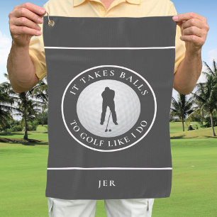 Serviette De Golf Balls Humour Golfer Sports Pun Gris Monogrammé