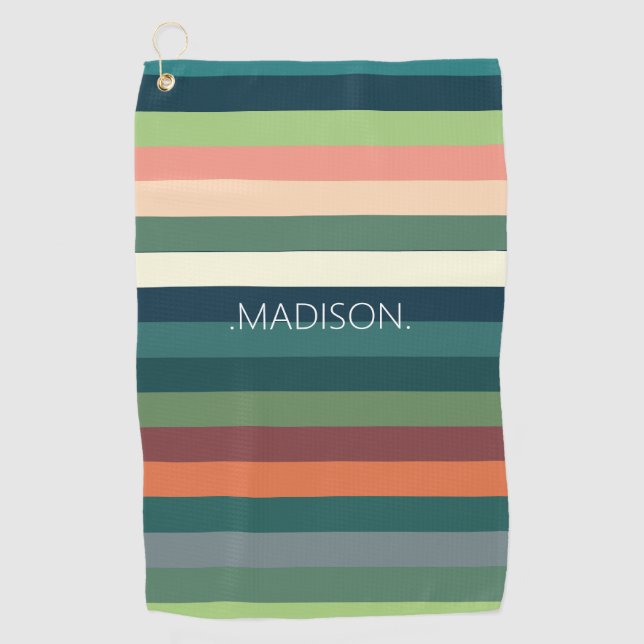 Serviette De Golf Bandes de couleurs personnalisées (Devant)