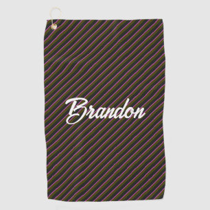 Serviette De Golf Bandes diagonales roses, brunes et noires