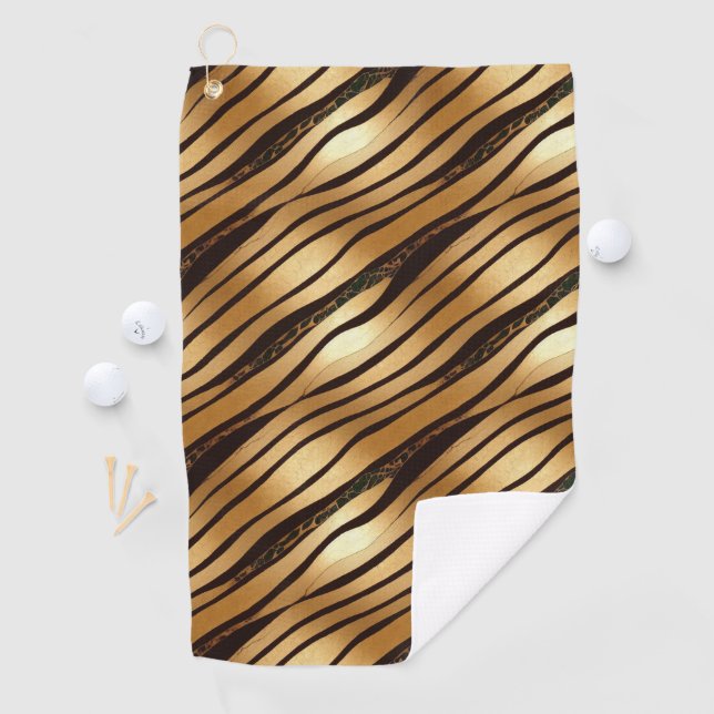 Serviette De Golf Bandes Empreintes de léopard Brown d'or (En situation)