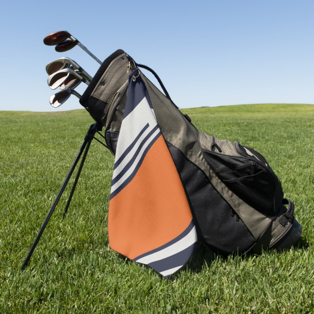 Serviette De Golf Bandes rétro en bleu orange (Vert)