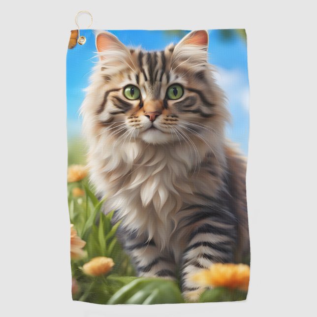 Serviette De Golf Beau chats beau jardin (Devant)