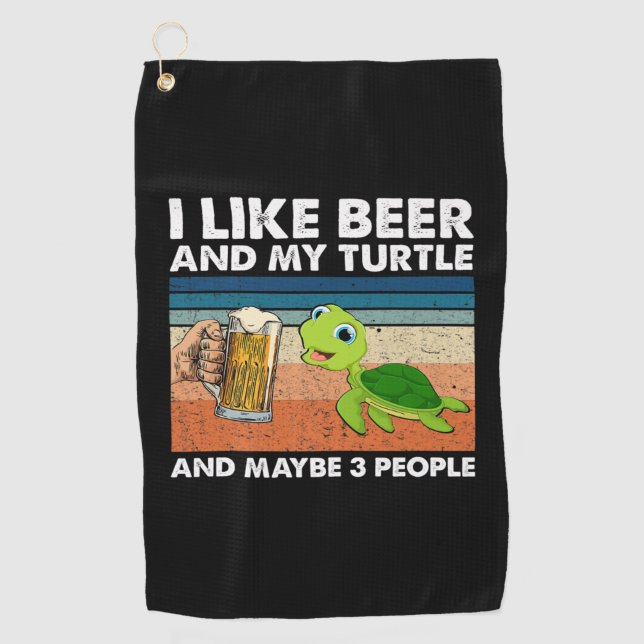 Serviette De Golf Beer Drinker I Like Beer And My Turtle Birthday (Devant)