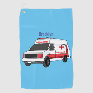 Serviette De Golf Belle ambulance rouge caricature van
