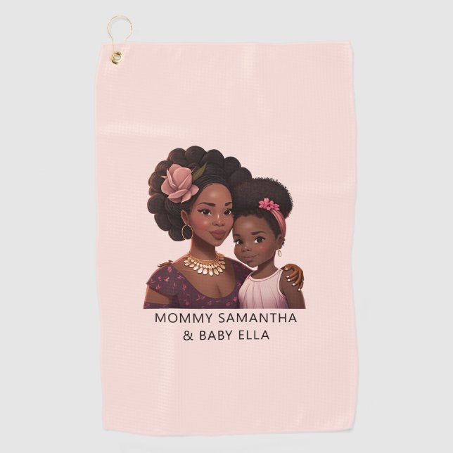 Serviette De Golf Belle maman et fille noire (14) (Devant)