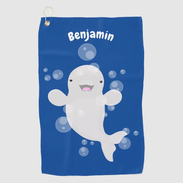 Serviette De Golf Béluga mignon bulles dessin de dessin animé (Devant)