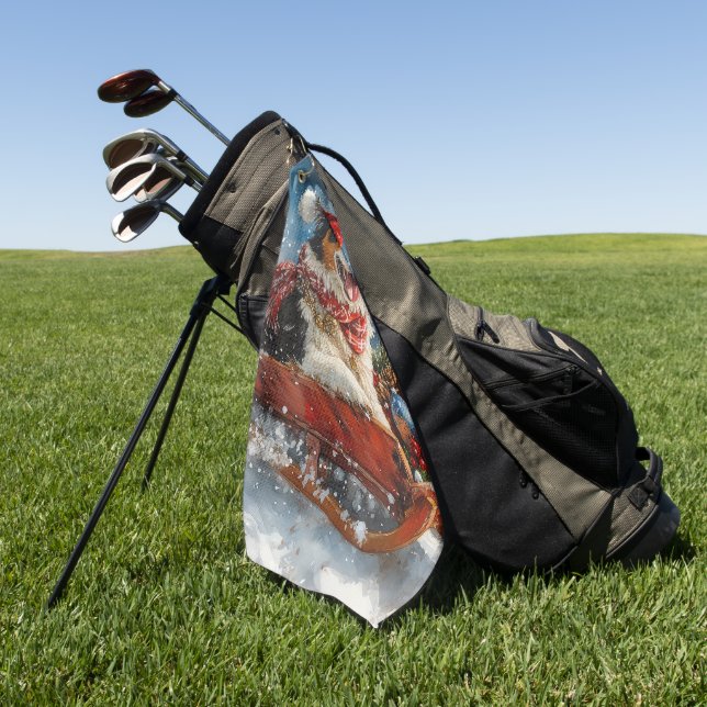 Serviette De Golf Berger Australien en traîneau Noël (Vert)