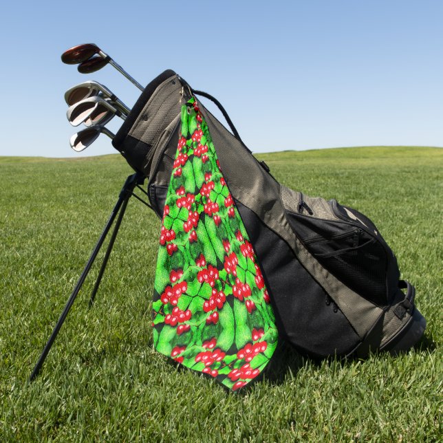 Serviette De Golf Berries rouges avec Raindrops Abstrait Motif de la (Vert)