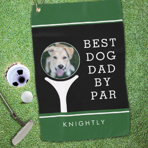 Serviette De Golf BEST CHIEN DAD BY PAR Photo Personnalisé Black Gre