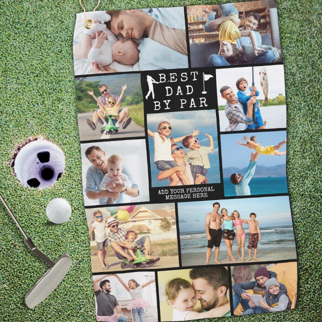 Serviette De Golf BEST DAD BY PAR PAR 12 Photo Collage Personnalisé  (Créateur téléchargé)