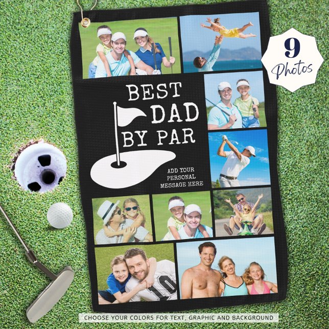 Serviette De Golf BEST DAD BY PAR PAR 9 Collage photo Personnalisé (Créateur téléchargé)