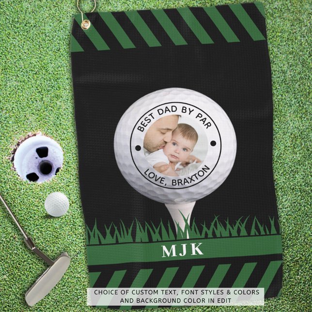 Serviette De Golf Best Dad By Par Photo Personalized (Créateur téléchargé)
