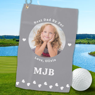Serviette De Golf Best DAD BY Par Photo Personnalisée Golfer Grey