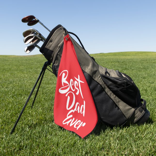 Serviette De Golf 'Best Dad Ever' Red White Typography Heartfelt (Vert)