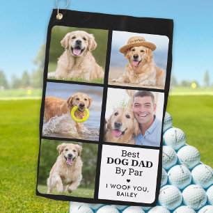 Serviette De Golf Best DOG DAD By Par - Personnalisé 5 Photo Collage
