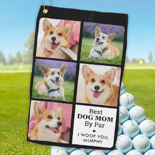 Serviette De Golf Best DOG MOM By Par - Personnalisé 5 Photo Collage