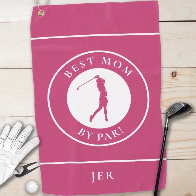 Serviette De Golf Best Mom By Par Golfer Monogrammed Sports Pink (Créateur téléchargé)