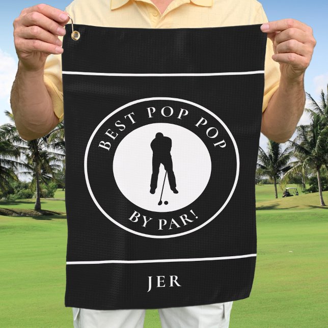 Serviette De Golf Best Pop Pop Par Par Grand-Père Golfeur Monogramme (Best Pop Pop By Par Grandpa Golfer Monogram Black Golf Towel)