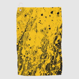 Serviette De Golf Black and Yellow Paint Splashes