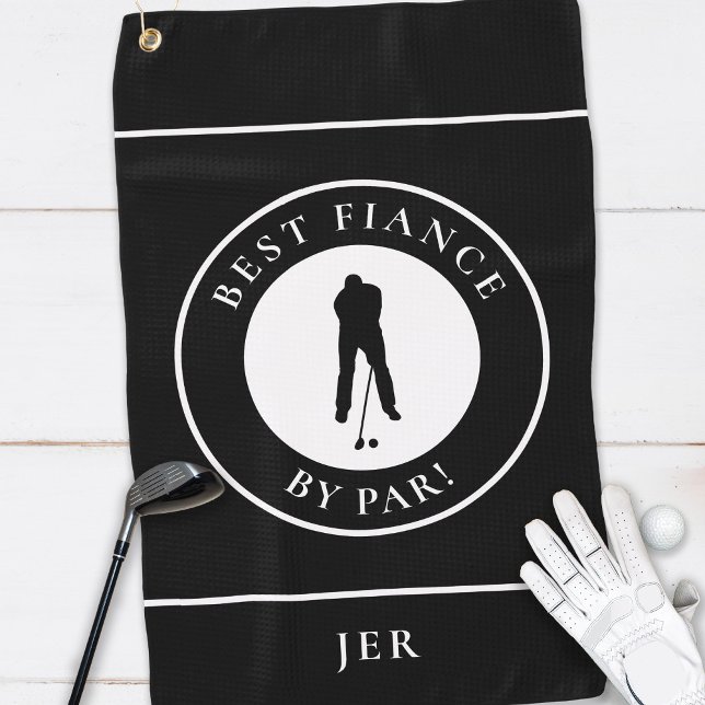 Serviette De Golf Black Best Fiance Par Par Golfer Monogrammed Sport (Créateur téléchargé)