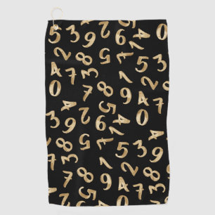 Serviette De Golf Black Gold Numbers Luxury Motif Chic Comptable